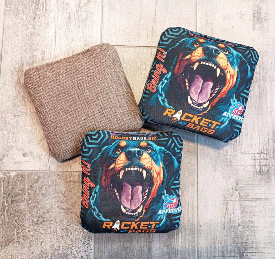 Bring It! Rottweiler Carpet Cornhole Bags ACO Approved