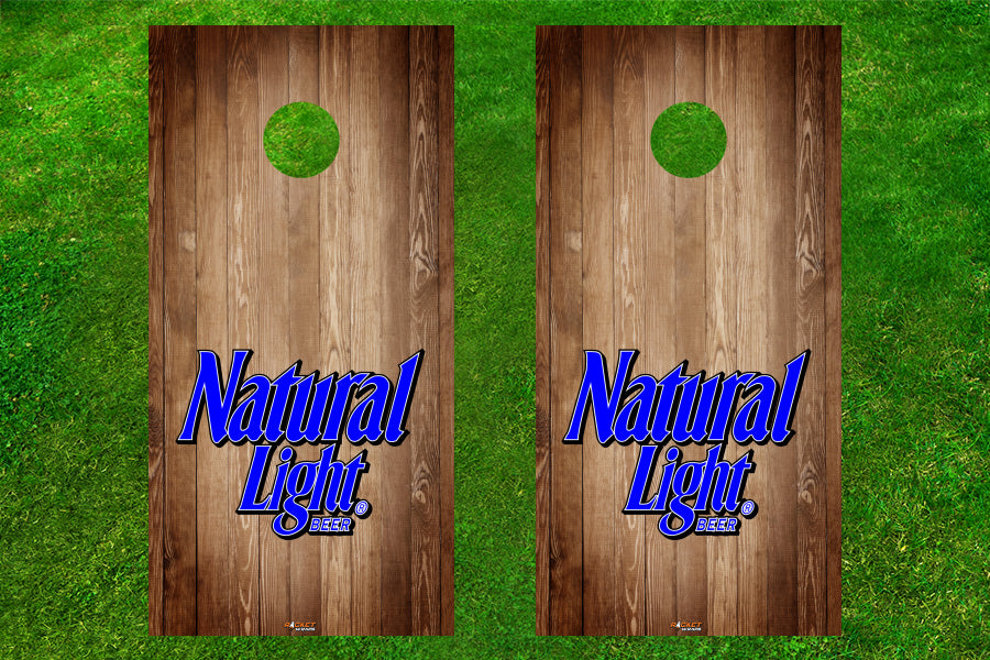Natural Light Beer Wood Blue Logo Cornhole Board Decals