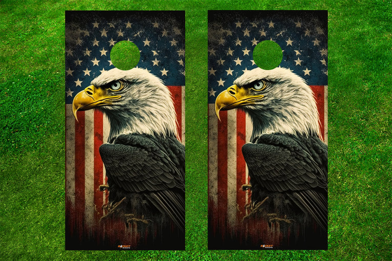 Patriotic Eagle Cornhole Wrap