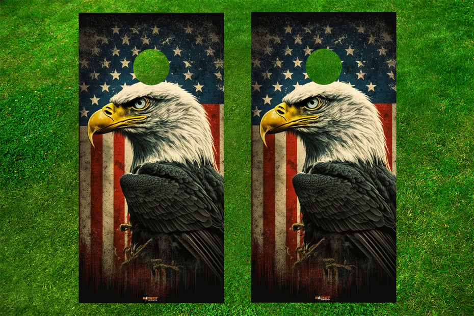 Patriotic Eagle Cornhole Wrap