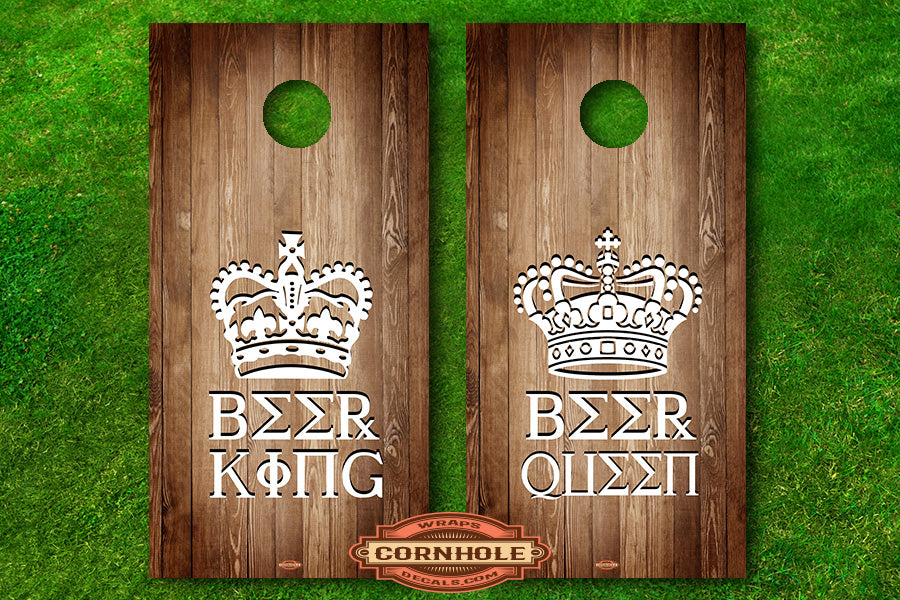 Beer King & Queen Cornhole Decal Wrap
