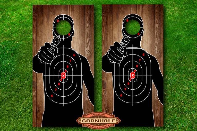 Target Practice Wood Second Amendment Cornhole Decals