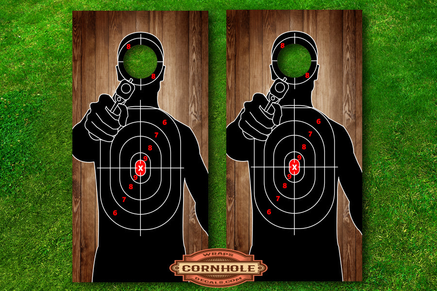 Target Practice Wood Second Amendment Cornhole Decals