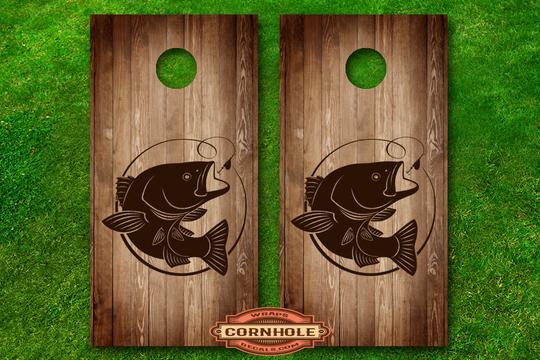 Bass Fishing Hook Cornhole Board Wrap