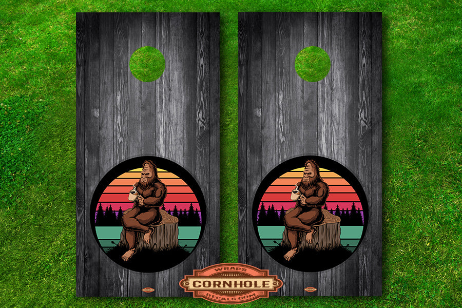 Bigfoot Wood Cornhole Board Wrap