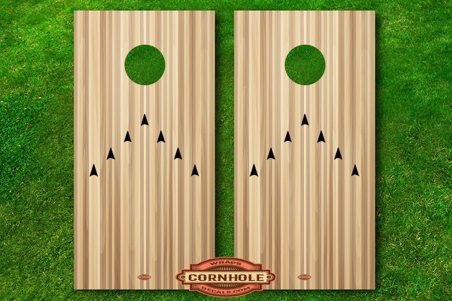 Bowling lane cornhole board wrap