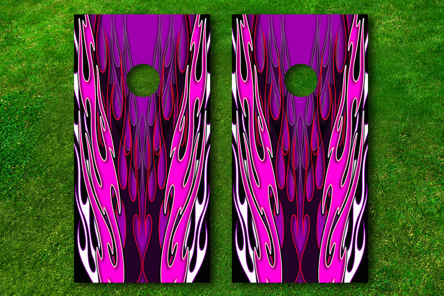 Pink Flames Cornhole Board Wraps