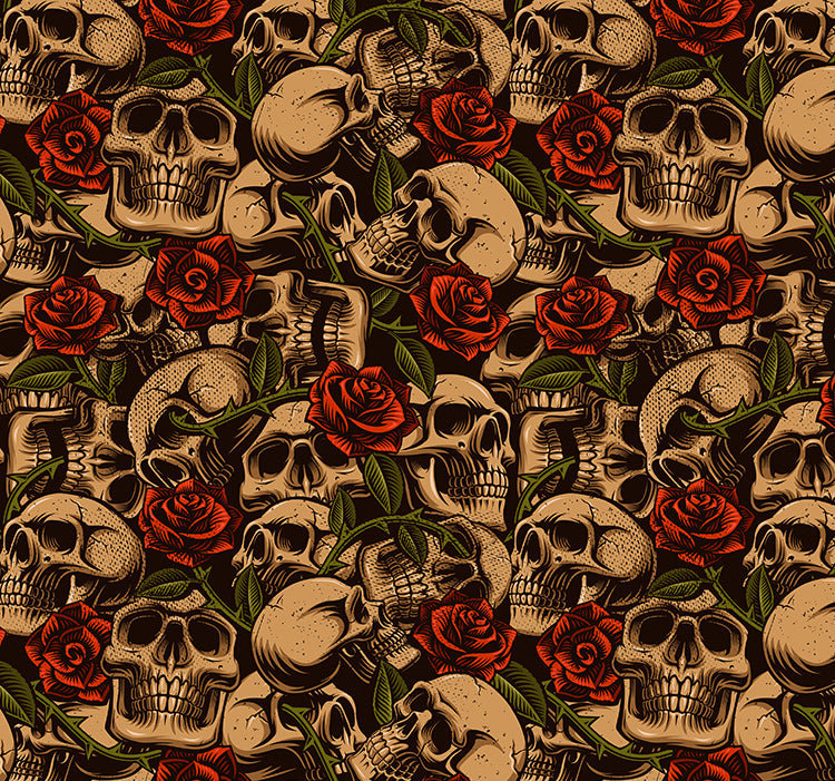 skulls and roses cornhole wrap closeup