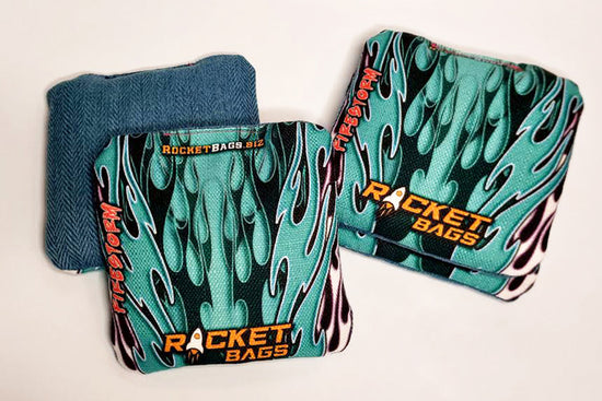 teal pro cornhole bags set, cornhole bags, firestorm cornhole bags