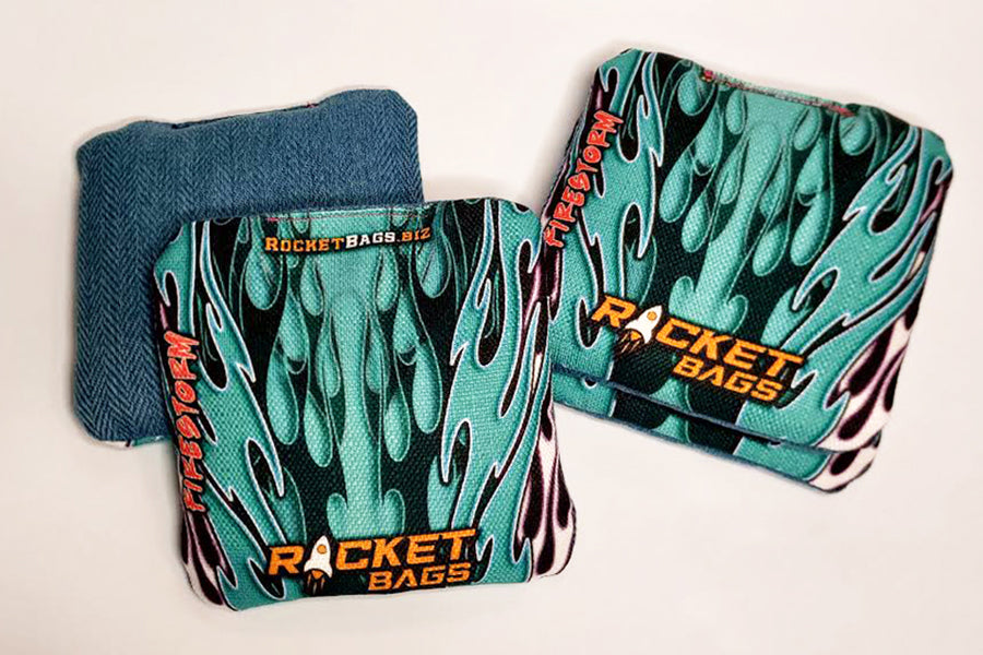 teal pro cornhole bags set, cornhole bags, firestorm cornhole bags