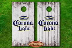 Corona Light decal wrap cornhole board