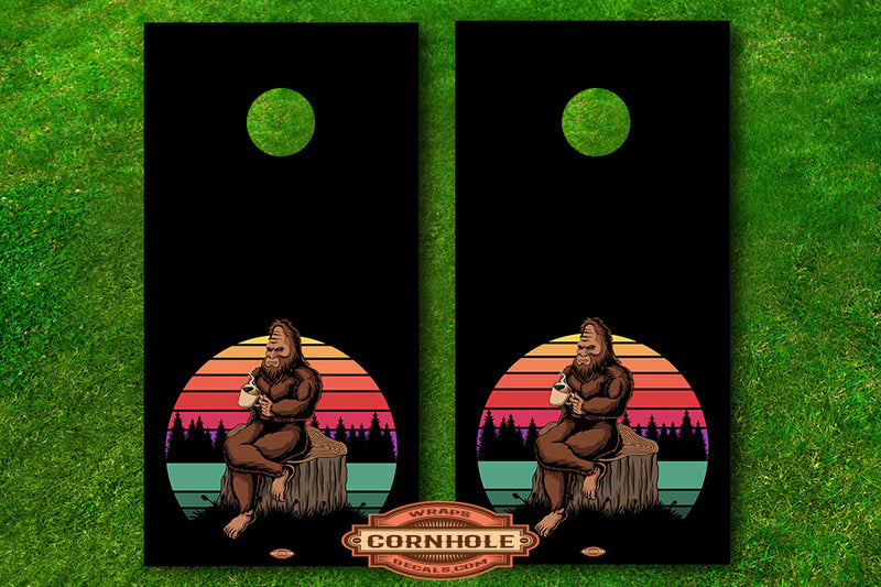 Bigfoot Night Cornhole Board Wrap