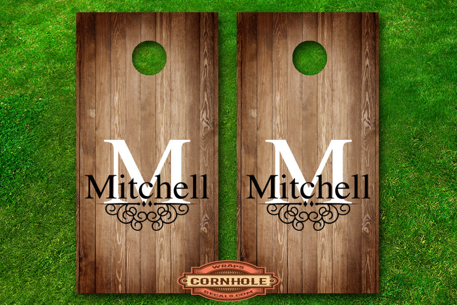 Family Last Name Monogram #4 Cornhole Board Decal