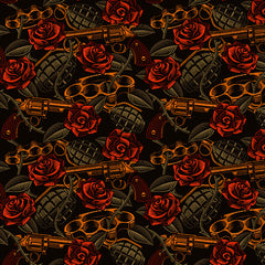 guns, grenades and brass knuckles cornhole wraps decals