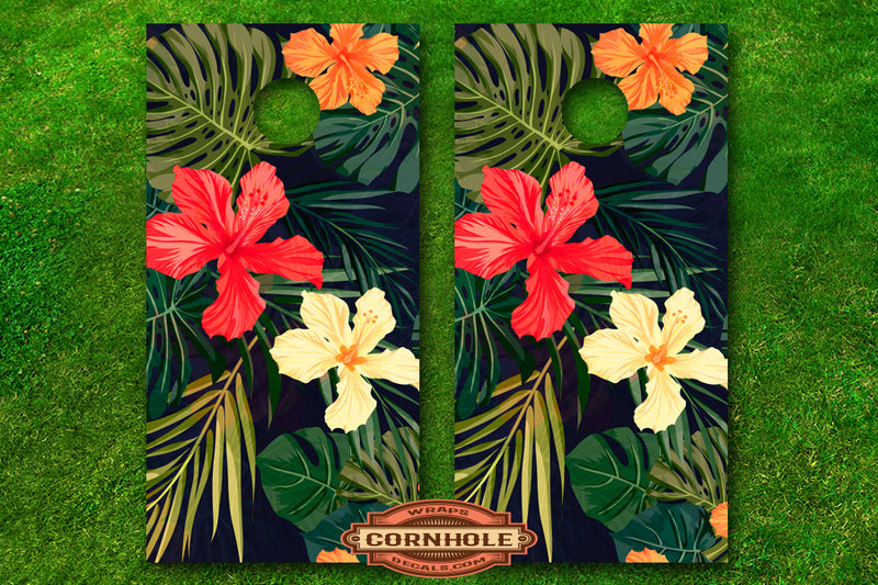 tropical-hibiscus-flower-cornhole-board-wrap